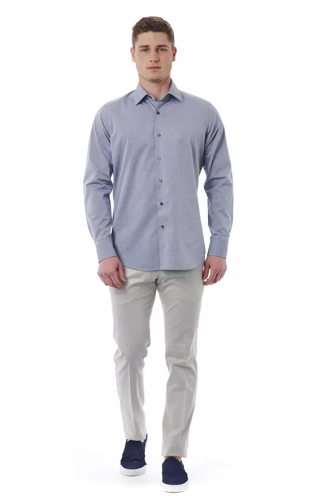 Chemise élégante en col italien gris