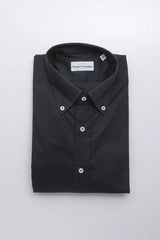 Elegante bottone nero giù camicia normale