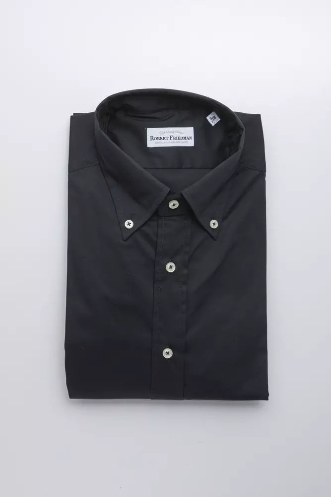 Eleganter schwarzer Button Down Normales Hemd