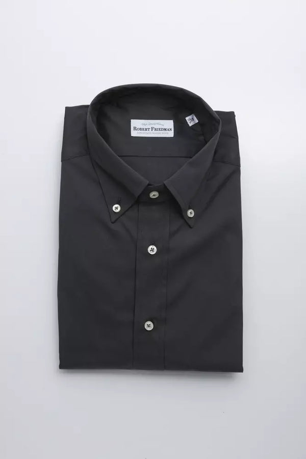 Elegante camisa gris con botones para hombres