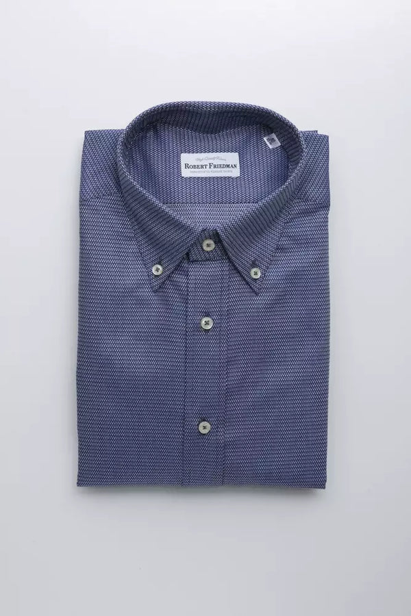 Elegante camisa de botones de algodón azul