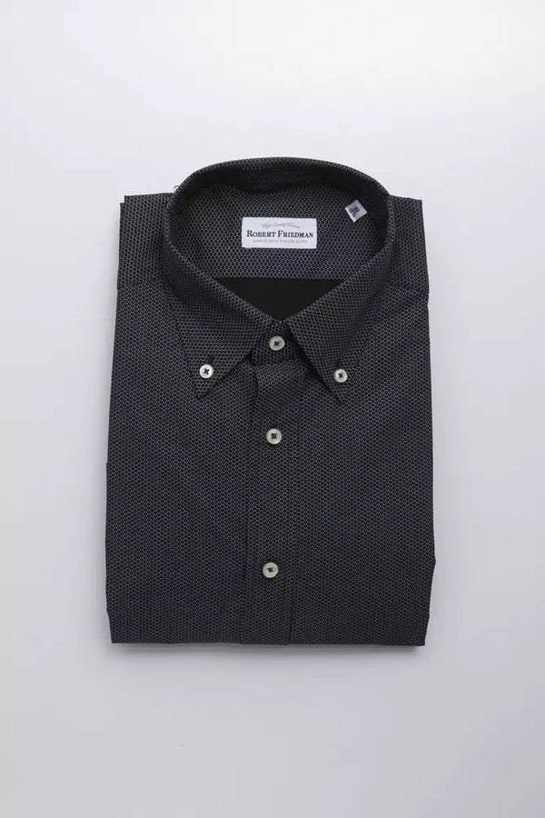 Chemise boutonnée en coton noir élégant