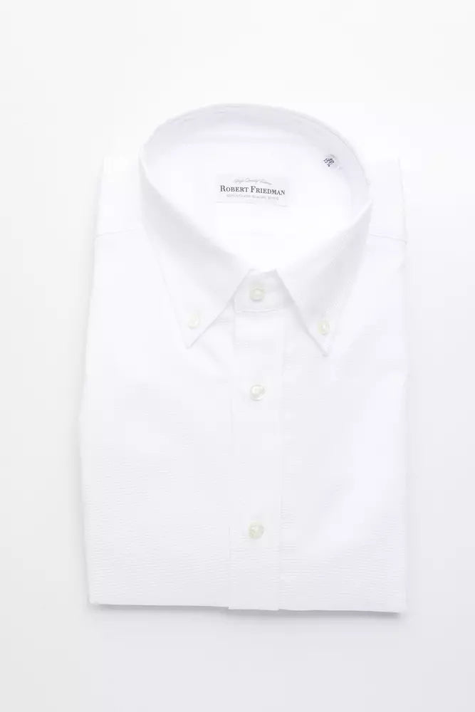 Elegante camicia di abbottonatura di cotone bianco