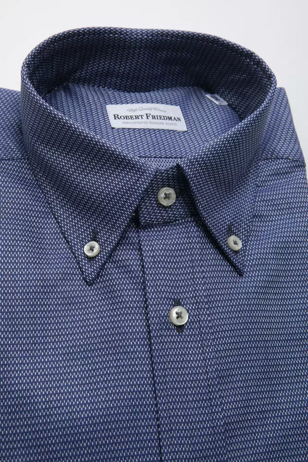 Chemise boutonnée en coton bleu élégant