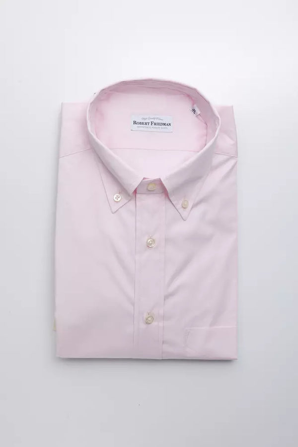 Elegante camisa de algodón rosa con botones