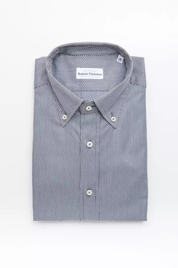 Elegante camicia a bottiglia di cotone blu