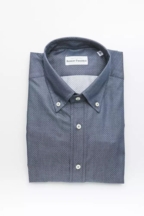 Elegante camicia in forma blu cotone normale