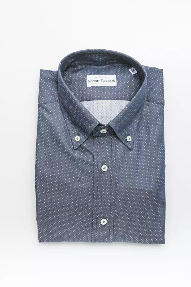 Elegant Blue Cotton Regular Fit Hemd