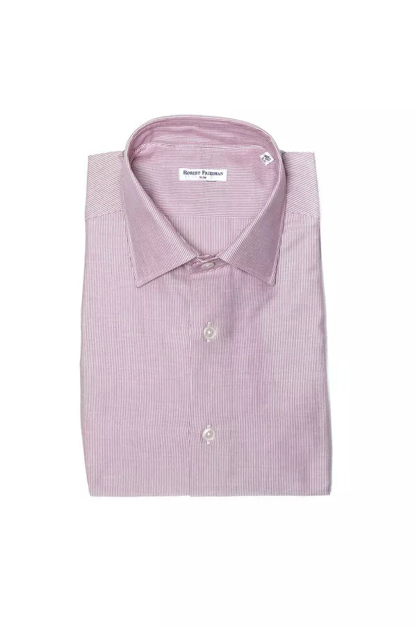 Chic Pink Cotton Slim Collar πουκάμισο