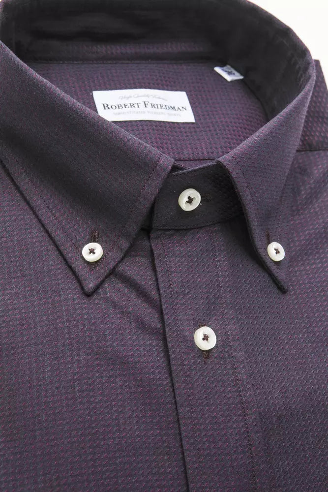 Elegante camisa con botones de algodón negro