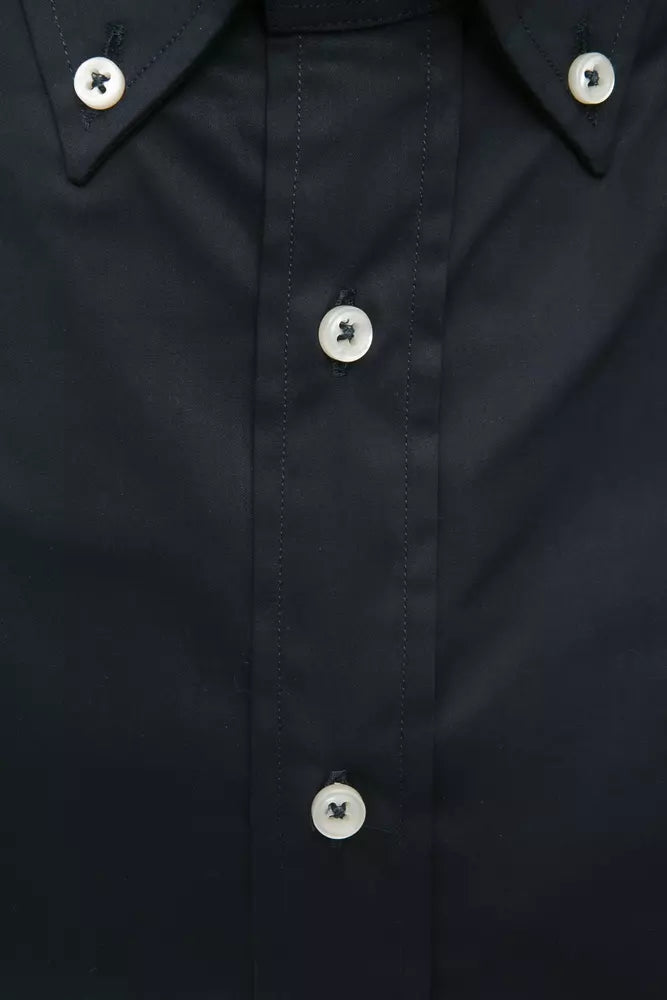 Eleganter schwarzer Button Down Normales Hemd