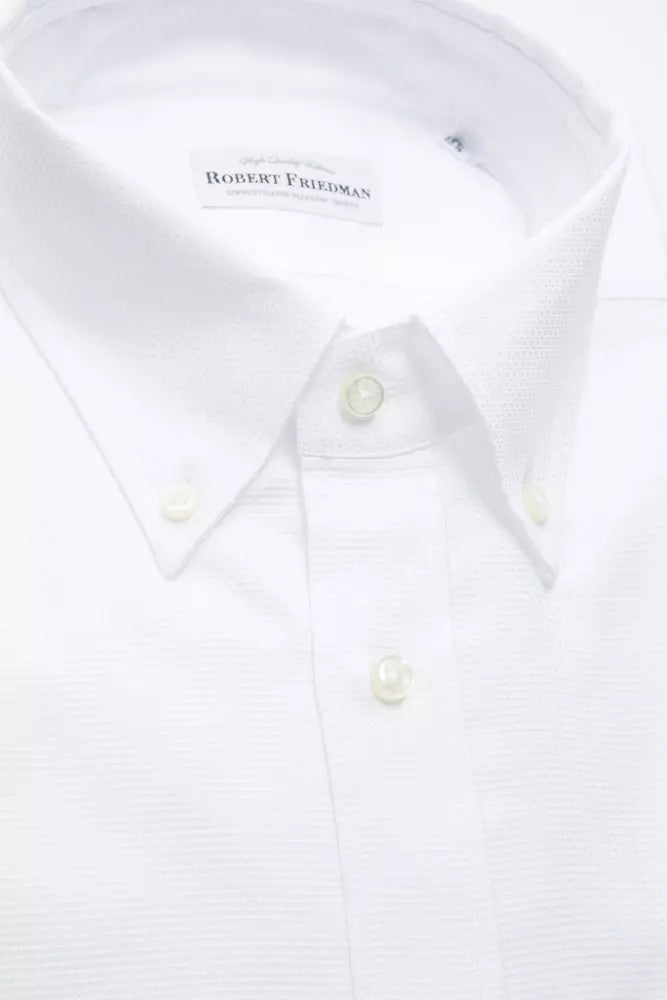 Elegante camicia di abbottonatura di cotone bianco