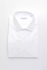 Camisa de cuello delgado de algodón blanco elegante