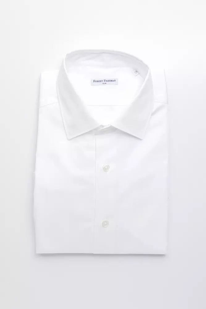 Shirt à col mince en coton blanc élégant