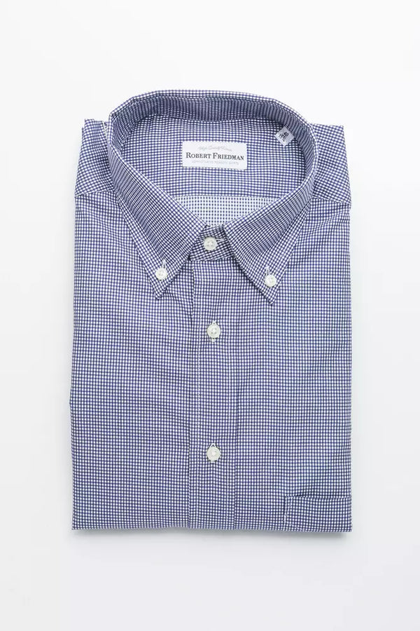 Elegante camisa con botones de algodón azul