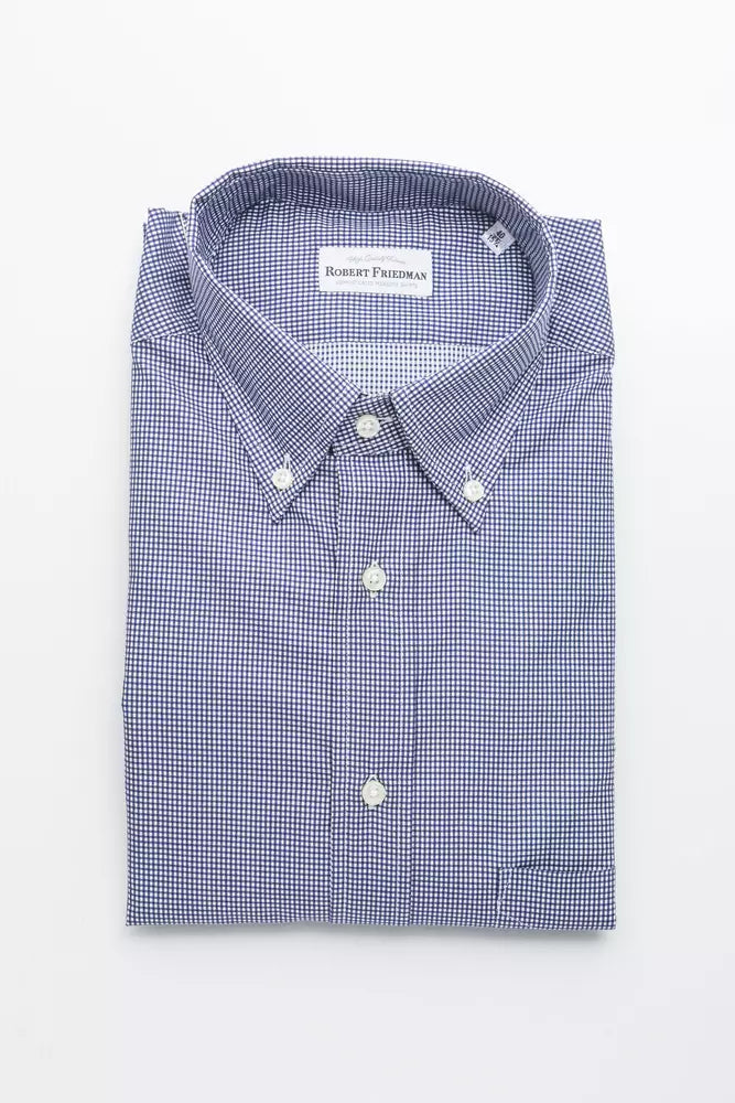 Elegante camicia a bottiglia di cotone blu