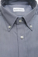 Elegante camisa con botones de algodón azul