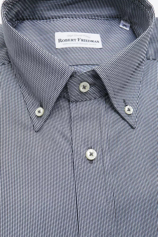 Elegante camicia a bottiglia di cotone blu