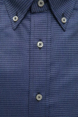 Elegante camisa de botones de algodón azul