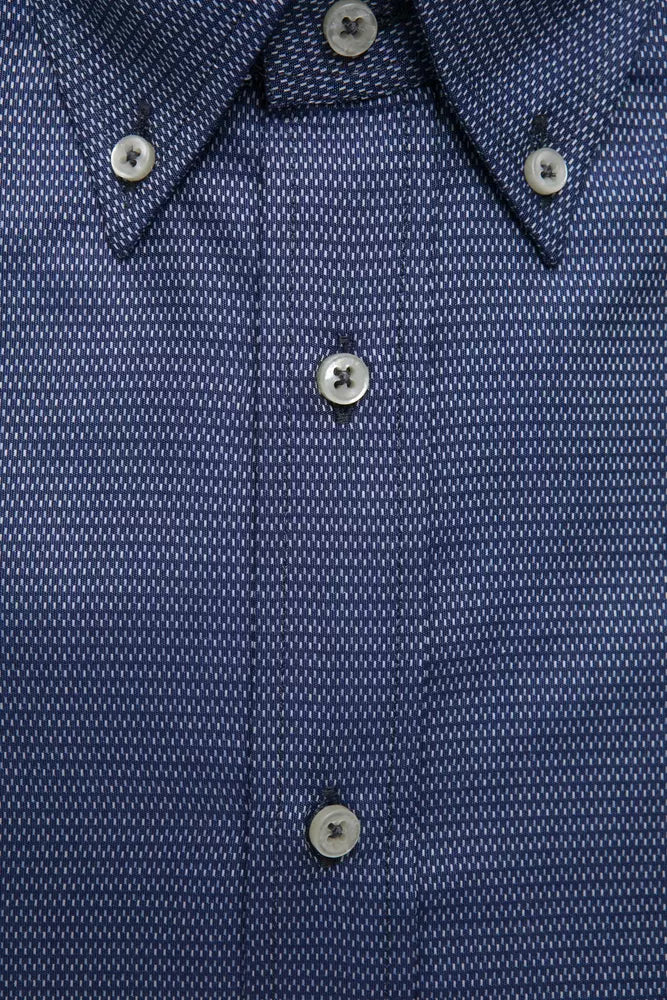 Elegante camicia a bottone di cotone blu