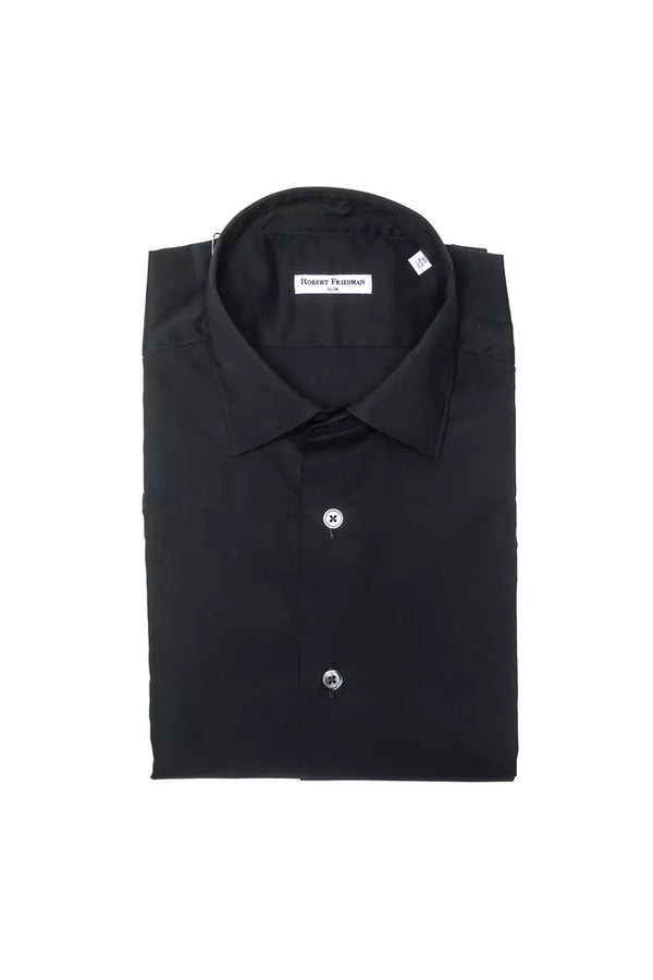 Camisa de cuello negro delgada elegante