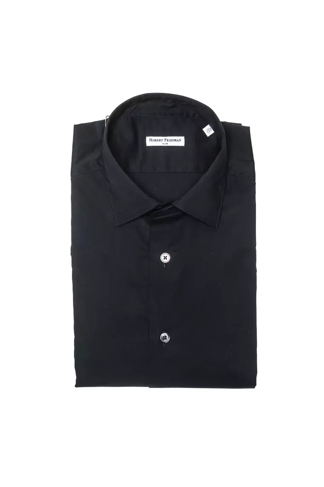 Elegant Slim Black Collar Shirt