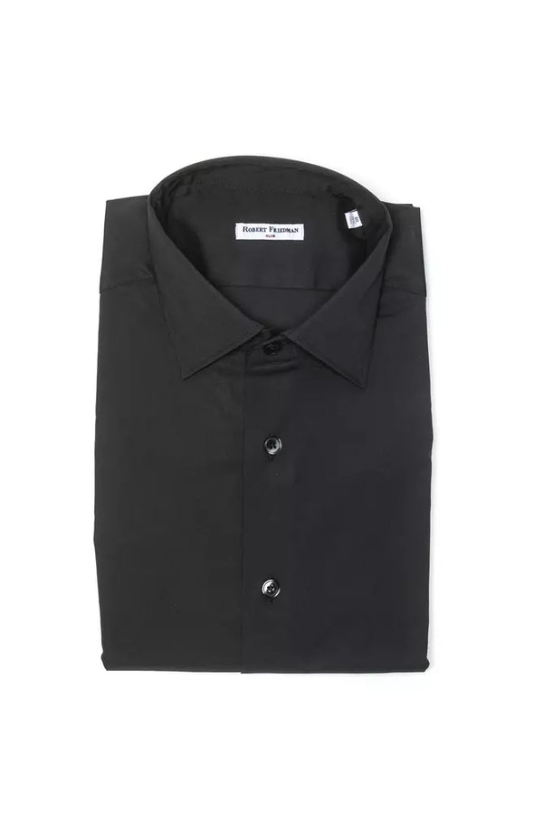 Elegante camisa mediana de cuello delgado en gris