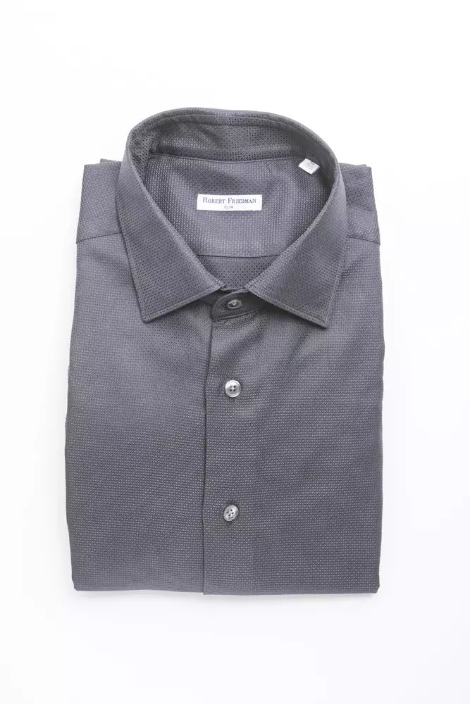 Camisa azul de cuello delgado elegante de cuello delgado