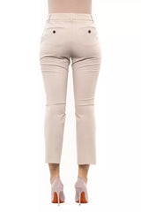 Elegantes pantalones delgados beige estirado