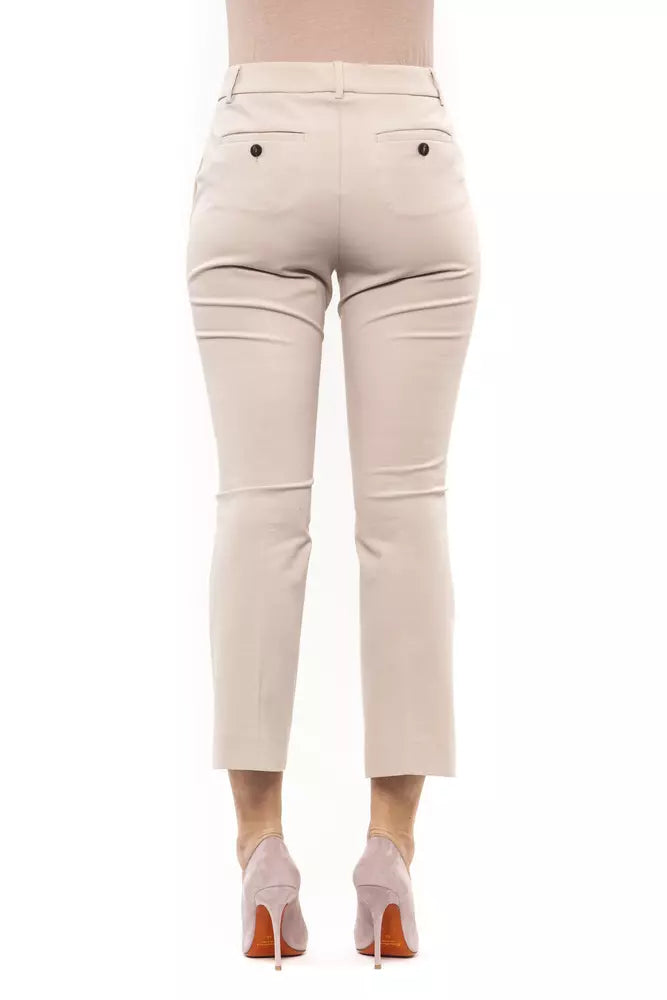 Elegante beige Stretch schlanke Hose