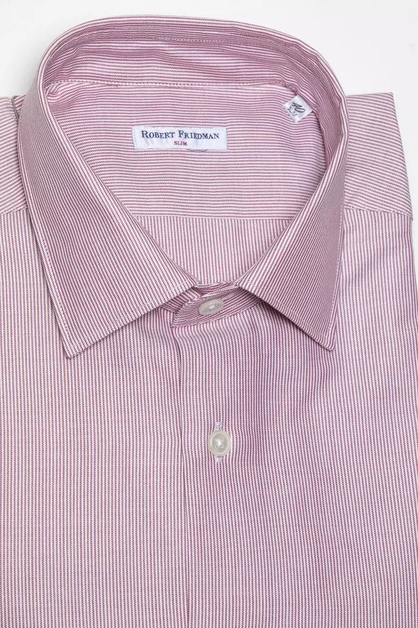 Camisa de cuello delgado de algodón rosa elegante