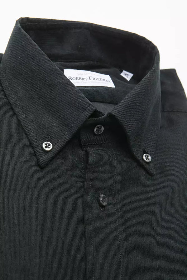 Elegantes schwarzes Button-Down-Baumwollhemd