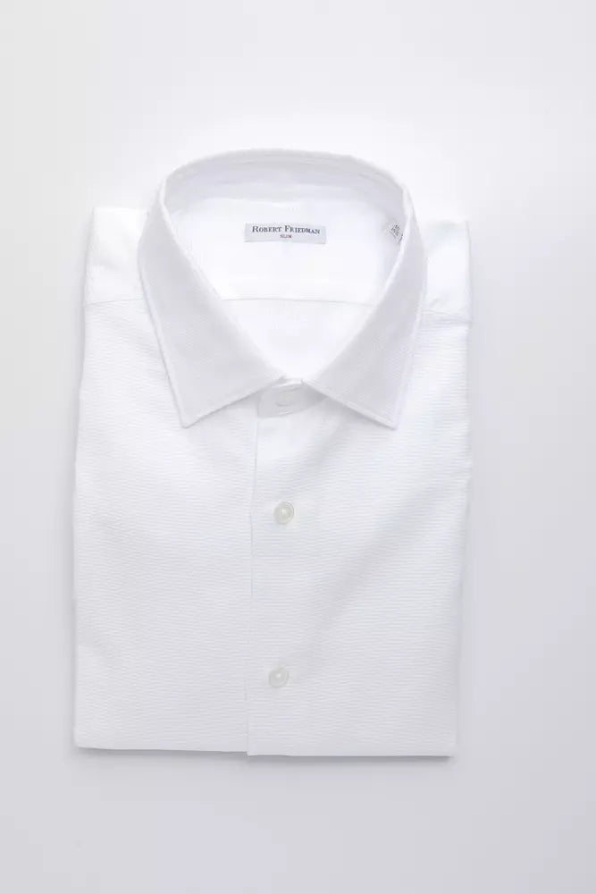 Elegante camicia di cotone a fit magro bianco