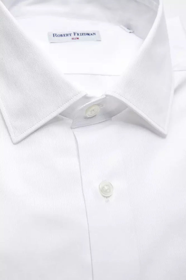 Elegante camicia da colletto in cotone bianco