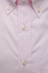 Elegante camisa de algodón rosa con botones