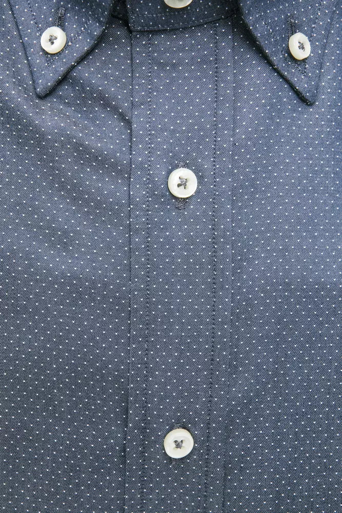 Elegant Blue Cotton Regular Fit Hemd