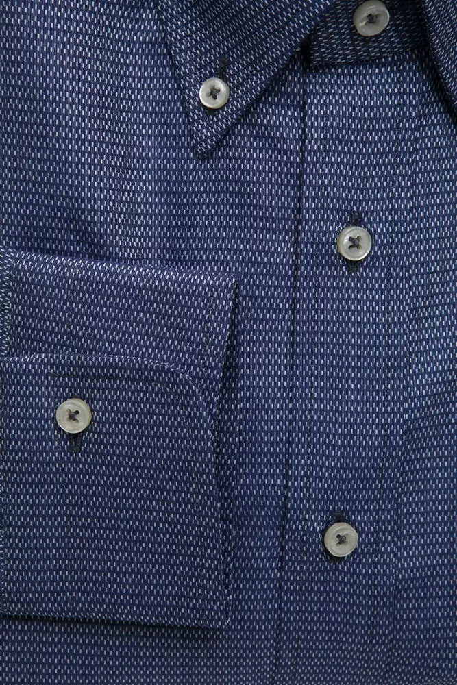 Elegante camisa de botones de algodón azul