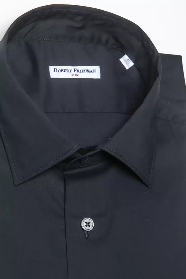 Camisa de cuello negro delgada elegante