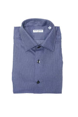 Elegante camicia da colletto in cotone blu