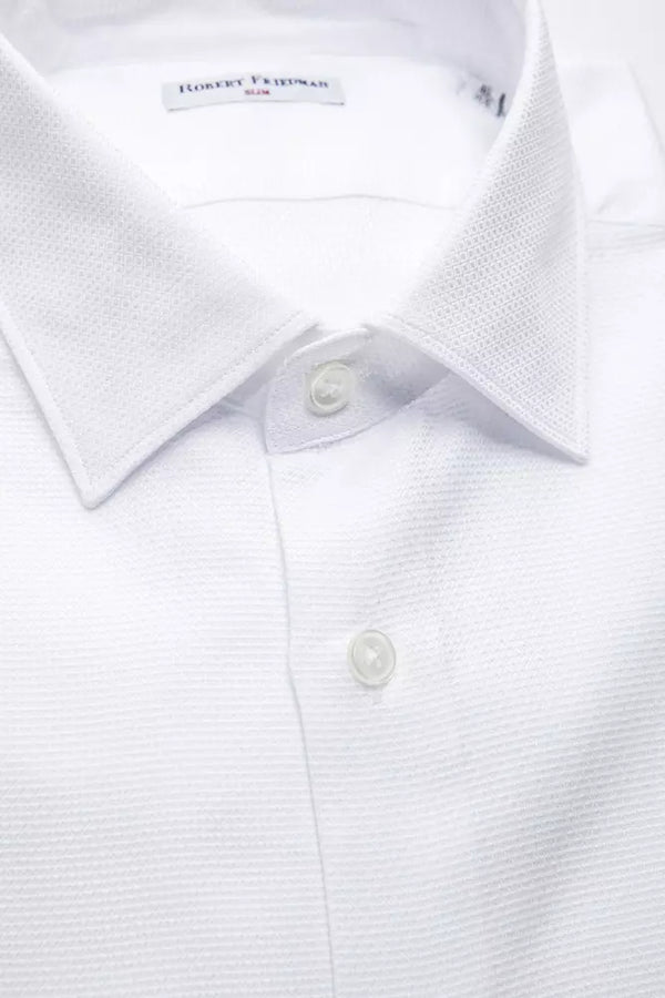 Elegante camisa de algodón de ajuste delgado blanco