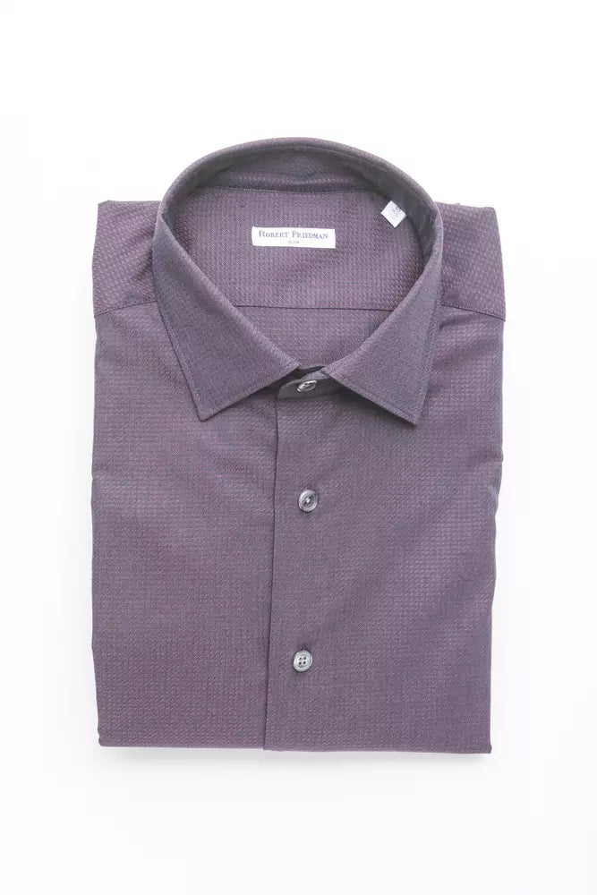 Camisa de cuello delgado burdeos - elegancia media