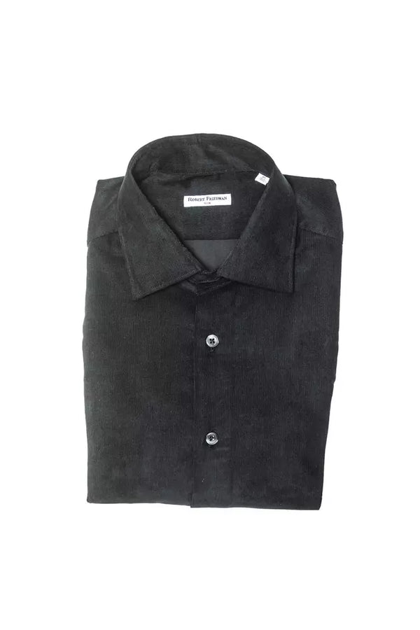 Elegante camicia da colletto in cotone nero