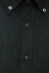 Elegantes schwarzes Button-Down-Baumwollhemd