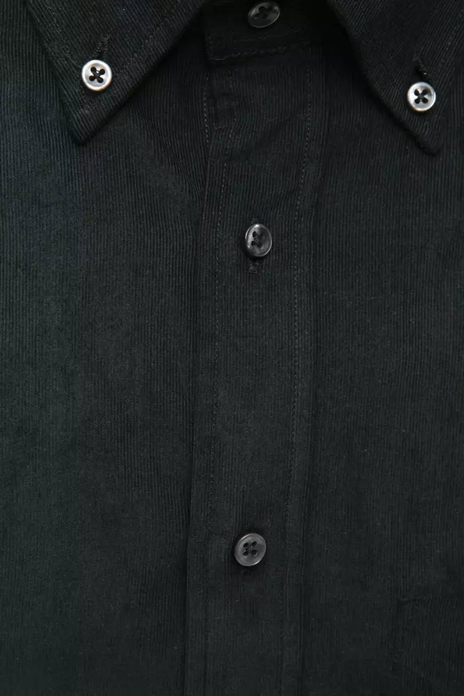 Elegantes schwarzes Button-Down-Baumwollhemd