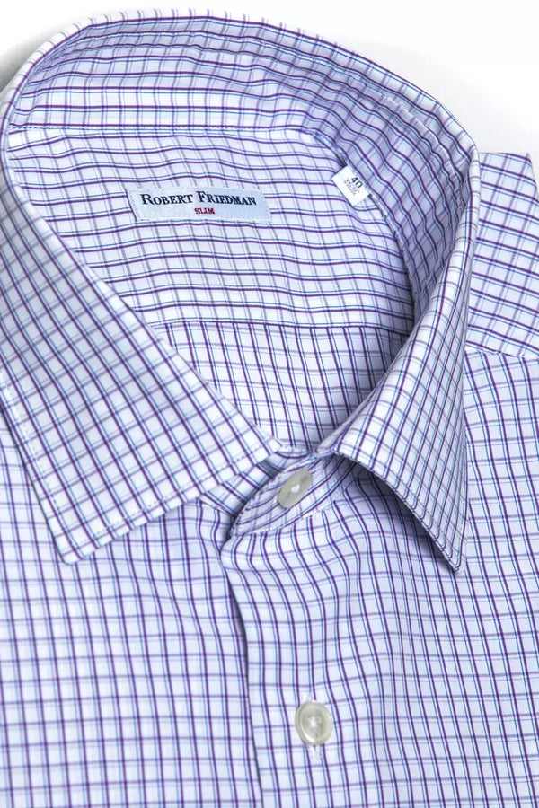 Elegante camisa delgada de algodón burdeos