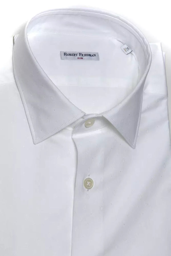 Elegante camisa delgada de algodón blanco para hombres