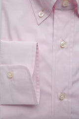 Elegante camisa de algodón rosa con botones