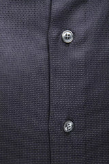 Elegante camicia blu da uomo del colletto medio sottile