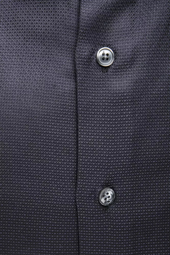 Elegante camicia blu da uomo del colletto medio sottile