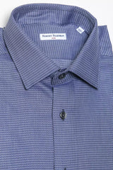 Elegante camicia da colletto in cotone blu